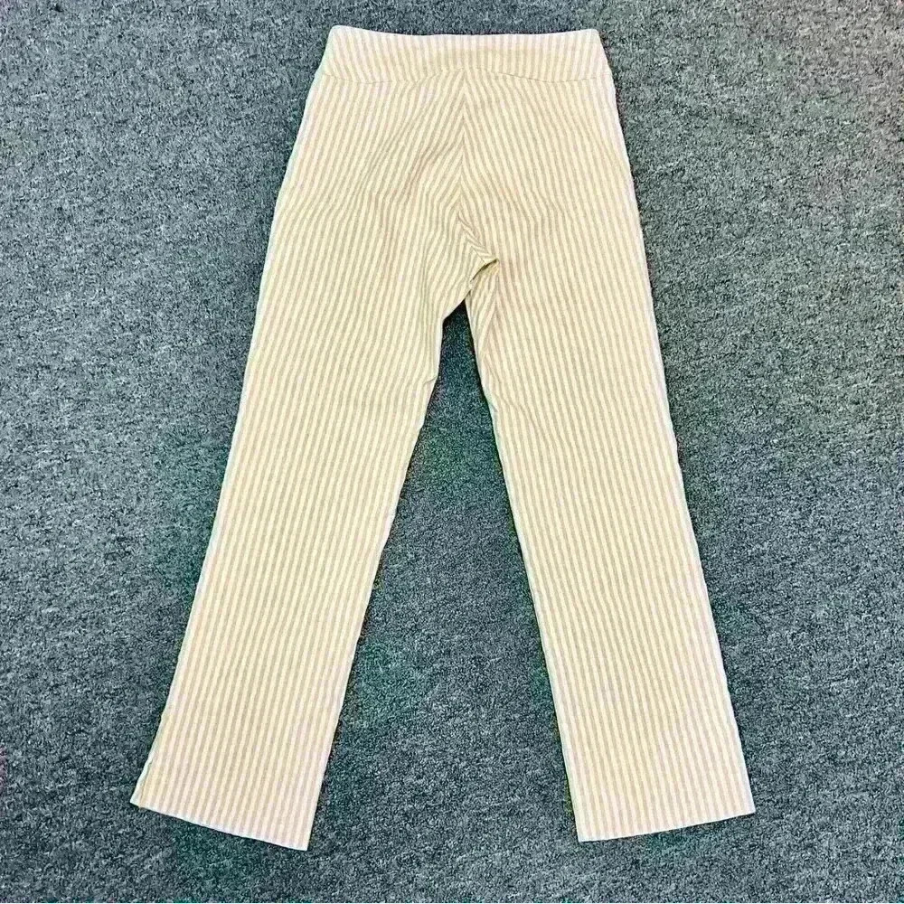 Krazy Larry Women's Stretch Linen Wide Ankle, Oatmeal striped size 2 - Picture 7 of 10